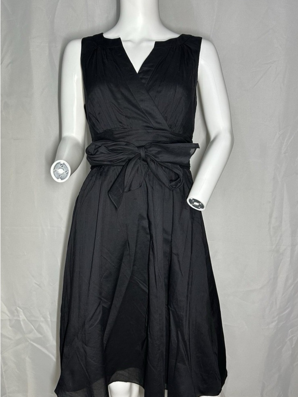 White House Black Market Black Sleeveless Wrap Midi Dress with Waist Tie